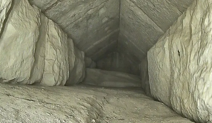 030223_ec_pyramid_inline2 A narrow, empty passage within the Great Pyramid